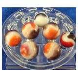 Vintage Brown & Orange Swirl Glass Marbles (7)