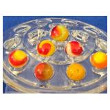 7 Bright Yellow, Orange & Red Swirl Marbles