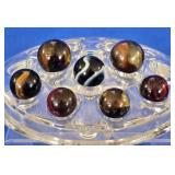 7 Dark Transparent Swirl Marbles