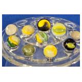 10 'Bumblebee & Moss' Swirl Marbles