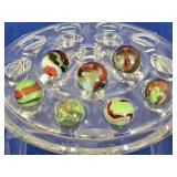 7 Vintage Swirl & Ribbon Marbles