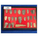 Frame of 24 Native American Relics