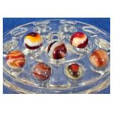 Vintage Red Swirl Marbles