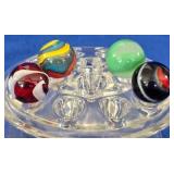 Lot of 4 Bold & Colorful Swirl Marbles
