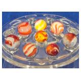 8 Vintage Orange & Yellow Swirl Marbles