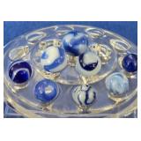 8 Blue & White Swirl Marbles