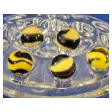 5 Vintage 'Bumblebee' Swirl Marbles