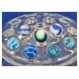 Vintage Blue & Uranium Glass Marbles (7)
