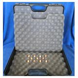 11 Vintage Red & White Swirl Marbles w/ Case