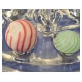 Vintage Peppermint & Green Spiral Swirl Marbles
