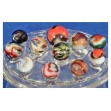 11 'Fire & Moss' Swirl Art Marbles