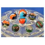 Lot of 8 Bold Multi-Color Swirl Marbles
