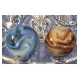 Two Large Vintage Swirl Glass Marbles