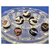 7 Vintage Glass Marbles Swirls & Patches Lot