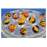 11 'Halloween' Swirl Art Glass Marbles