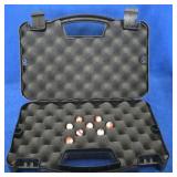 8 Vintage Red & White Glass Marbles w/ Case