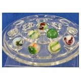 7 Vintage Glass Swirl & Patch Marbles