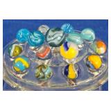 13 'Aquatic' & Primary Swirl Marbles