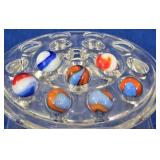 7 Vintage Colorful Swirl Glass Marbles