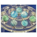 Lot of 7 Mesmerizing Blue-Green Swirl Marbles