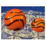 Pair of Bold Orange & Black Swirl Marbles