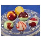 6 Vintage Colorful Glass Marbles