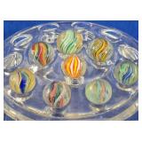 8 Vintage Multi-Color Swirl Glass Marbles