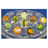 Collection of 9 Multi-Color Swirl Marbles