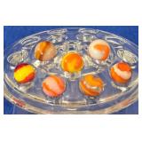 7 Vintage Orange & Yellow Swirl Marbles