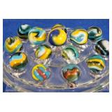 14 'Aquatic' & Primary Swirl Marbles