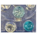 3 Sparkling Blue-Green Glitter / Mica Marbles