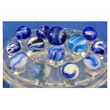 Lot of Azure & Cobalt Blue Swirl Marbles