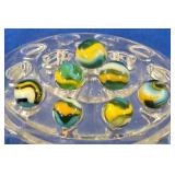 7 Green & Yellow Swirl Marble Lot