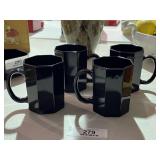 4 Piece Black Glass Mugs
