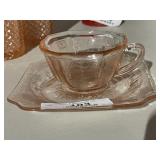 Pink Depression Glass Cup & Saucer Set