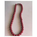Ornate Caved Vintage Chinese Cinnabar Necklace