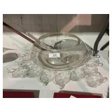 Vintage Punch Bowl Set with Glass Ladle