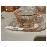 Pink Depression Glass Cup & Saucer Set