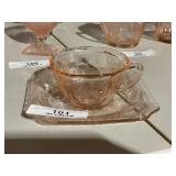 Pink Depression Glass Cup & Saucer Set