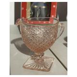 Pink Depression Glass Footed Creamer