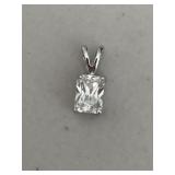 Sterling Silver Emerald Cut Solitaire Pendant