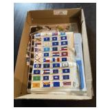 2 Sheets Partially Glued Stamps & Other  Items