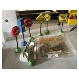 Vintage Wooden Traffic Sign Set