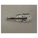 Rhinestone Violin Brooch