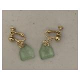 Etched Green Glass Earrings