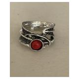 Southwest Style Red Coral Ring