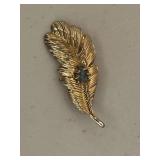 Vintage Jade Leaf Brooch