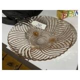 Pink Depression Tri-Footed Bowl