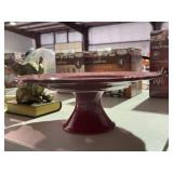 Raspberry Red Ceramic Cake Stand