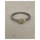 Sterling Silver Citrine Solitaire Ring